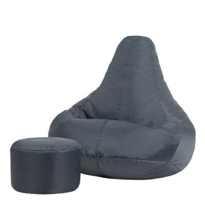 Icon Dalton Adults High Back  Indoor Outdoor Bean Bag Chair & Footstool Pouffe Charcoal - image 1