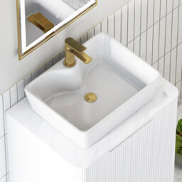 Royal Bathrooms Avenza 600mm Matt White Floor Standing Countertop Bathroom Vanity Unit 2 Drawer With Cube Basin - thumbnail 7