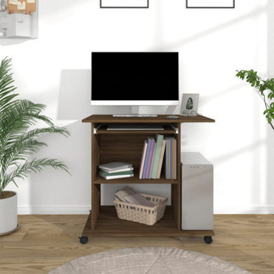 Berkfield Computer Desk Brown Oak 80X50X75 Cm Engineered Wood - image 1