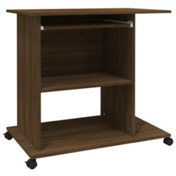 Berkfield Computer Desk Brown Oak 80X50X75 Cm Engineered Wood - thumbnail 2