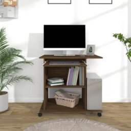 Berkfield Computer Desk Brown Oak 80X50X75 Cm Engineered Wood - thumbnail 3