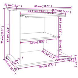 Berkfield Computer Desk Brown Oak 80X50X75 Cm Engineered Wood - thumbnail 9