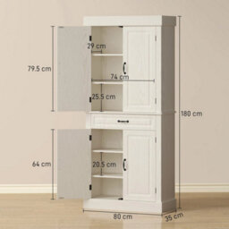 Tall Freestanding Kitchen Pantry Cupboard With 4 Doors And Drawer - thumbnail 3