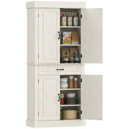 Tall Freestanding Kitchen Pantry Cupboard With 4 Doors And Drawer - thumbnail 2