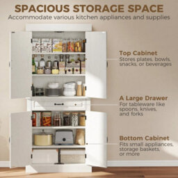 Tall Freestanding Kitchen Pantry Cupboard With 4 Doors And Drawer - thumbnail 6