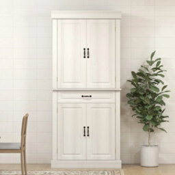 Tall Freestanding Kitchen Pantry Cupboard With 4 Doors And Drawer - thumbnail 1