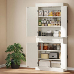 Tall Freestanding Kitchen Pantry Cupboard With 4 Doors And Drawer - thumbnail 5