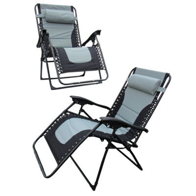 SecureFix Direct Zero Gravity Sun Lounger X2 (Chair Recliner Outdoor Padded Folding Reclining Lawn) - image 1