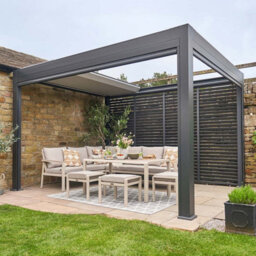 Sunvilla 3X4M Electric Louvered Pergola With Retractable Roof & Colour Led Lights - Powder Coated Aluminium Outdoor Patio Gazebo - thumbnail 1