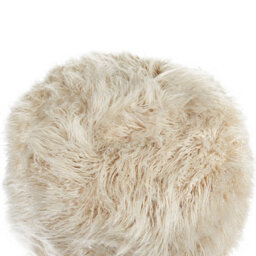 Wyld And Coco Bohonest Pouffe Light Beige Faux Fur Footstool With Eps Beads Filling, Round Compact Shape W50 X D50 X H30Cm - thumbnail 3