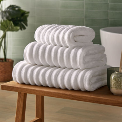 Silentnight Ribbed Cotton - Hand Towel - White - image 1