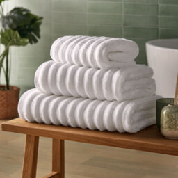 Silentnight Ribbed Cotton - Hand Towel - White
