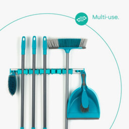 Livivo Wall Mounted Mop And Broom Holder With 5 Grips 6 Hooks Turquoise - thumbnail 3