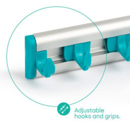 Livivo Wall Mounted Mop And Broom Holder With 5 Grips 6 Hooks Turquoise - thumbnail 6