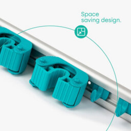 Livivo Wall Mounted Mop And Broom Holder With 5 Grips 6 Hooks Turquoise - thumbnail 4