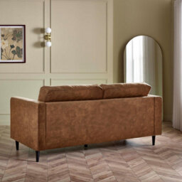 Furniturebox Uk Jenna Tan Faux Leather 3 Seater Sofa - thumbnail 3