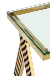 Orsina Luxurious Gold Side Table With Glass Top, Contemporary Gold Metal End Table, Chic Side Table For Living Room - thumbnail 4