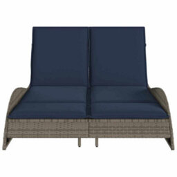 Walplus Sun Lounger With Cushions Grey 114X205X73 Cm Poly Rattan - thumbnail 4