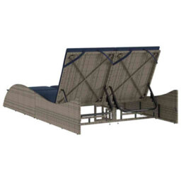 Walplus Sun Lounger With Cushions Grey 114X205X73 Cm Poly Rattan - thumbnail 6