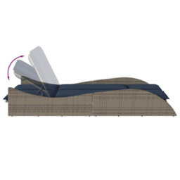 Walplus Sun Lounger With Cushions Grey 114X205X73 Cm Poly Rattan - thumbnail 7