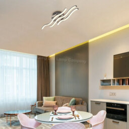 Long Life Lamps Company Modern Led Ceiling Chrome 3 Strip Light Warm White 20W Semi Flush H3015 - thumbnail 7