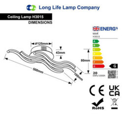 Long Life Lamps Company Modern Led Ceiling Chrome 3 Strip Light Warm White 20W Semi Flush H3015 - thumbnail 2