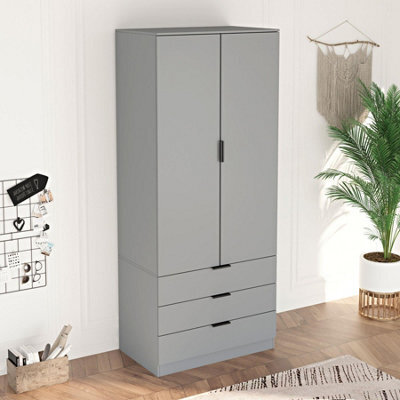 Home Source Phoenix 2 Door 3 Drawer Wardrobe Grey Bedroom Furniture