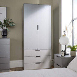 Home Source Phoenix 2 Door 3 Drawer Wardrobe Grey Bedroom Furniture - thumbnail 3