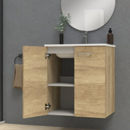 Banyetti Alpine 600mm Natural Oak Wall Hung Vanity Unit - thumbnail 2