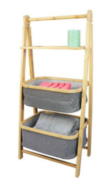 Aspect Furniture Happer 3-Tier Folding Bamboo Frame Grey Fabric Storage Rack,natural/grey - thumbnail 2