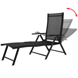 Berkfield Folding Sun Lounger Aluminium Black - thumbnail 3