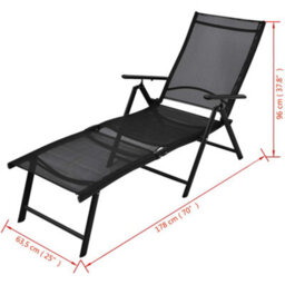 Berkfield Folding Sun Lounger Aluminium Black - thumbnail 6