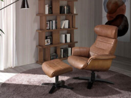 Angel Cerda Elegant Brown Leather Ottoman For Modern Living Rooms - thumbnail 2