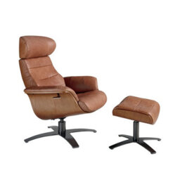 Angel Cerda Elegant Brown Leather Ottoman For Modern Living Rooms - thumbnail 6