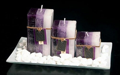 New Gift Set With 3 Scented Aromatic Mood Wax Candles Glass Plate Stones Candle Pachouii Yiang Yiang - image 1