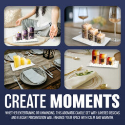 New Gift Set With 3 Scented Aromatic Mood Wax Candles Glass Plate Stones Candle Pachouii Yiang Yiang - thumbnail 5
