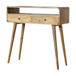 Wyld Haus Urbino Curved Mango Wood Console Table 2 Drawer And Open Shelf - thumbnail 3