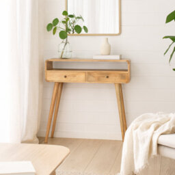 Wyld Haus Urbino Curved Mango Wood Console Table 2 Drawer And Open Shelf - thumbnail 1
