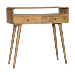 Wyld Haus Urbino Curved Mango Wood Console Table 2 Drawer And Open Shelf - thumbnail 4