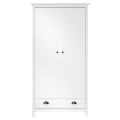 Berkfield Modern 2-Door Wardrobe Hill White 89X50X170 Cm Solid Pine Wood