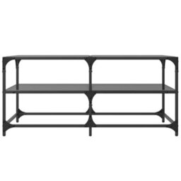 Berkfield Coffee Table With Black Glass Top 98.5X50X45 Cm Steel - thumbnail 4