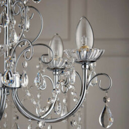 Bathroom Ceiling Pendant Light Chrome & Crystal Ip44 5 Bulb Hanging Lamp Rose - thumbnail 5