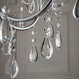 Bathroom Ceiling Pendant Light Chrome & Crystal Ip44 5 Bulb Hanging Lamp Rose - thumbnail 4