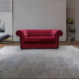 Chesterfield 2 Seater Sofa Settee Pimlico Wine Red Fabric In Classic Style - thumbnail 6