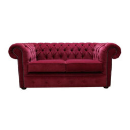 Chesterfield 2 Seater Sofa Settee Pimlico Wine Red Fabric In Classic Style - thumbnail 1