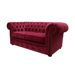 Chesterfield 2 Seater Sofa Settee Pimlico Wine Red Fabric In Classic Style - thumbnail 5