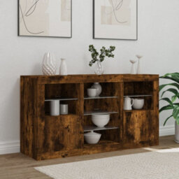 Berkfield Sideboard With Led Lights Smoked Oak 123X37X67 Cm - thumbnail 3