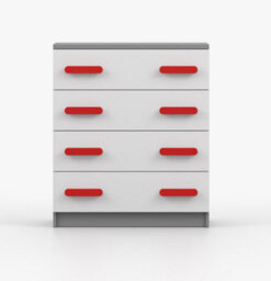 Arte Bold White And Grey Chest Of Drawers H930mm W800mm D400mm - Red Handles For Dynamic Kids' Spaces - thumbnail 2