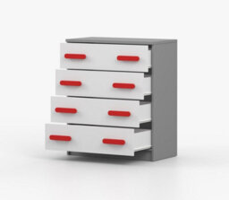 Arte Bold White And Grey Chest Of Drawers H930mm W800mm D400mm - Red Handles For Dynamic Kids' Spaces - thumbnail 3