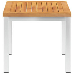 Berkfield Garden Side Table 45X45X38 Cm Solid Acacia Wood And Stainless Steel - thumbnail 2